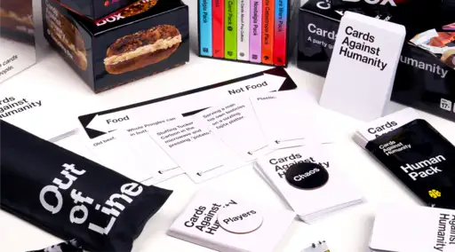 Out of Line cards among other Cards Against Humanity products